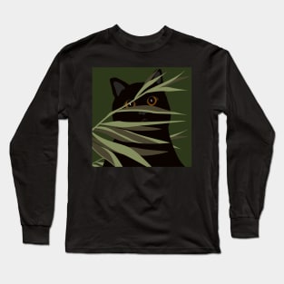 Black cat and plants Long Sleeve T-Shirt